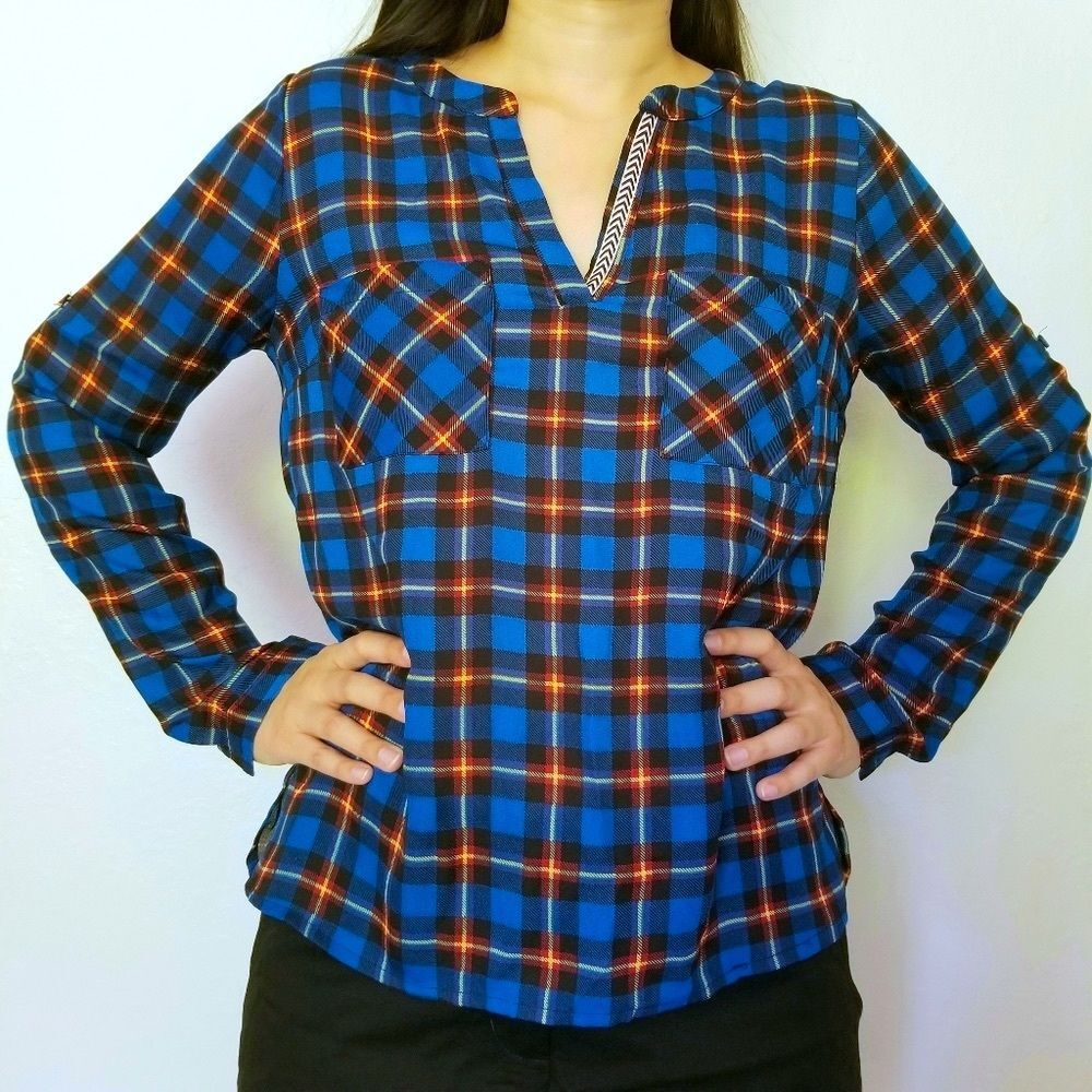 Stitch Fix Skies are Blue red and blue plaid tunic, women’s size small